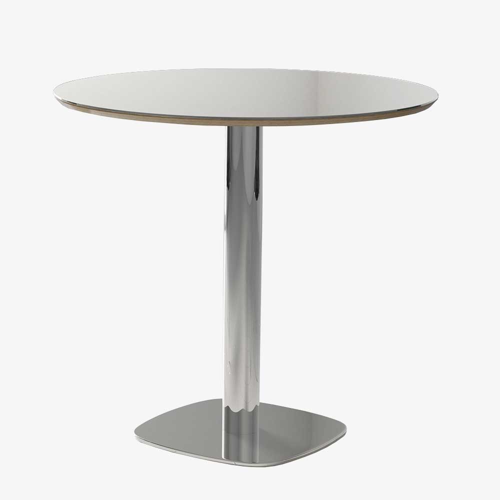 Runder Tisch mit Glasplatte in Weiß - Jilva