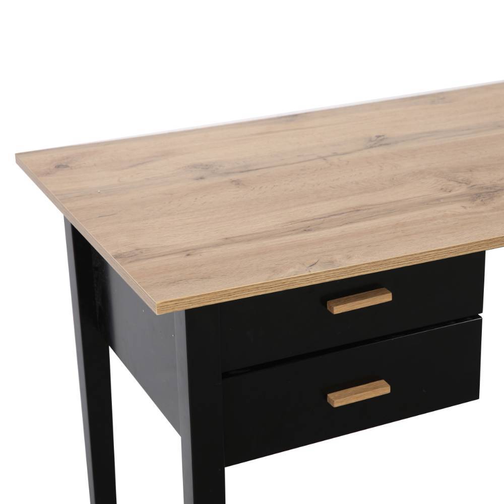 Schreibtisch in Holzoptik Natur und Mattschwarz - Progressive