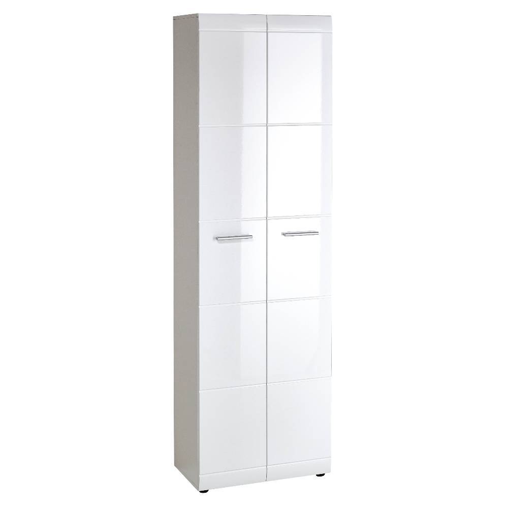 Garderobenschrank in Hochglanz Weiß - Tiondon
