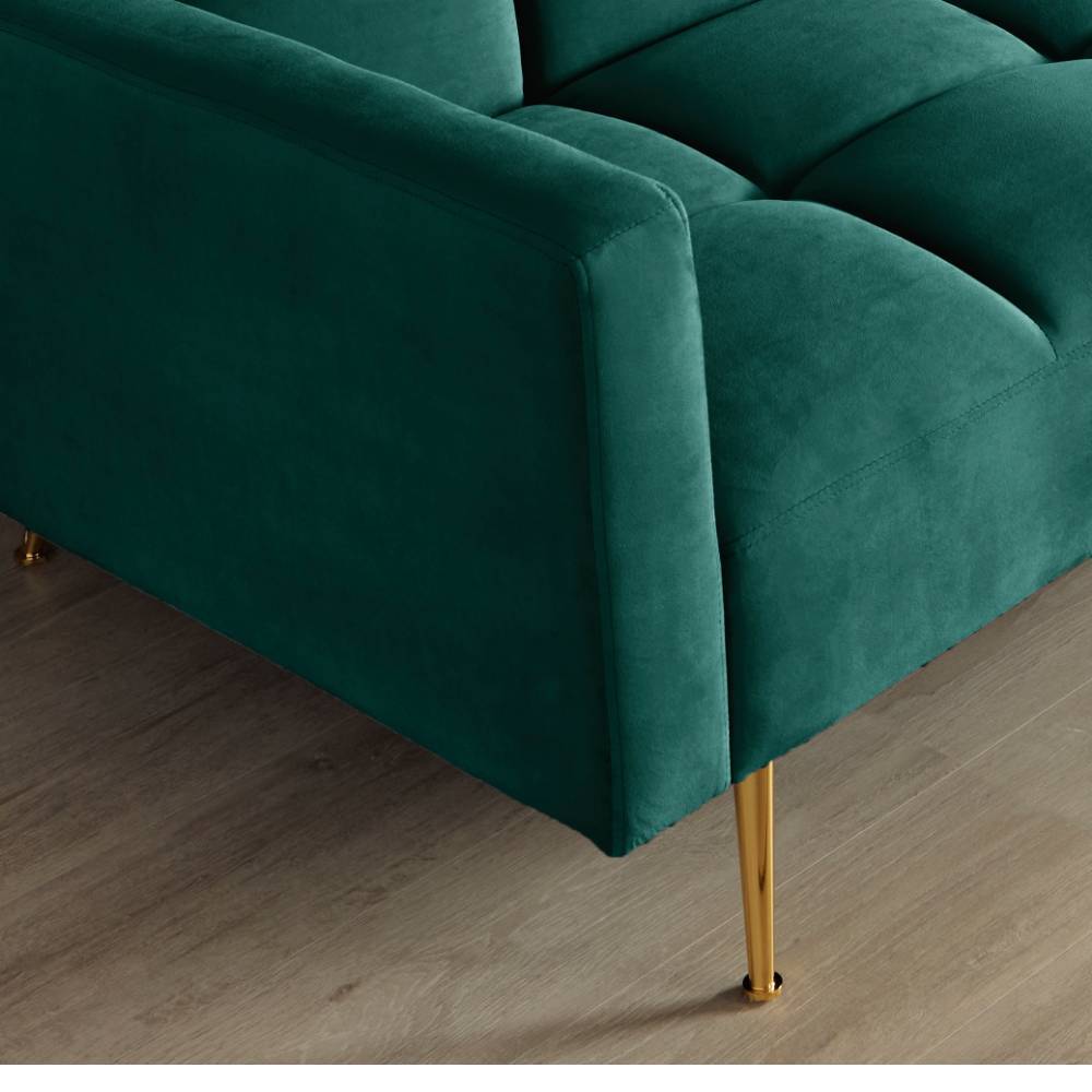 Klappcouch in Dunkelgrün Samt - Aurach