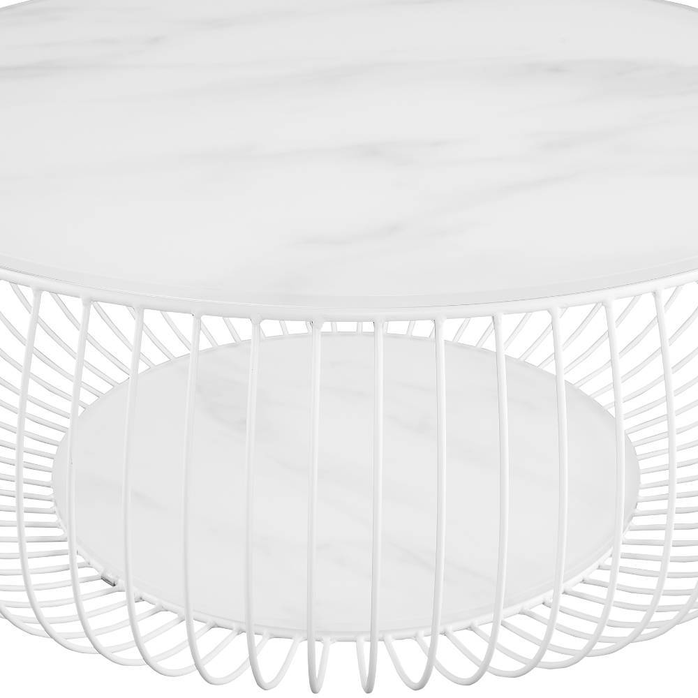Scandi Couchtisch mit Glasplatte Marmor Optik - Curres