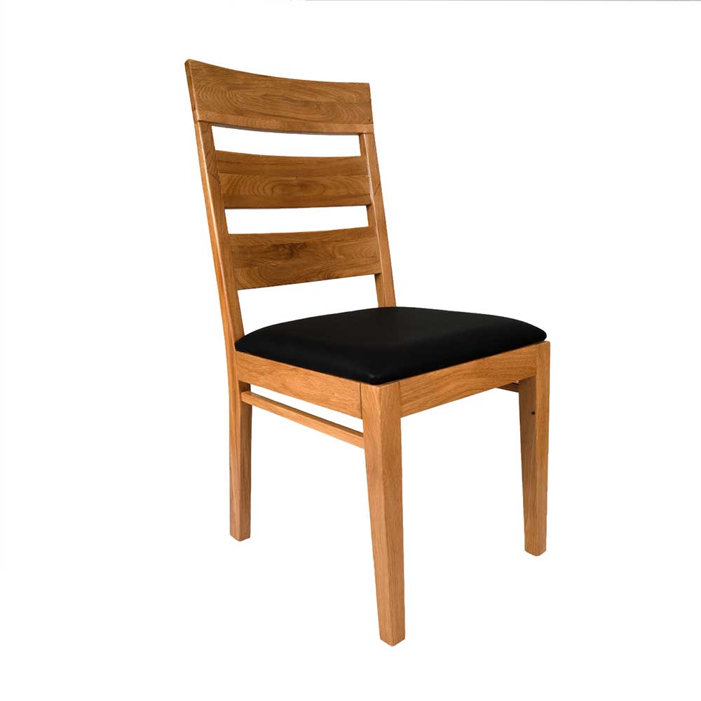 Wildeiche Stuhl mit Kunstledersitz - Nadal (2er Set)