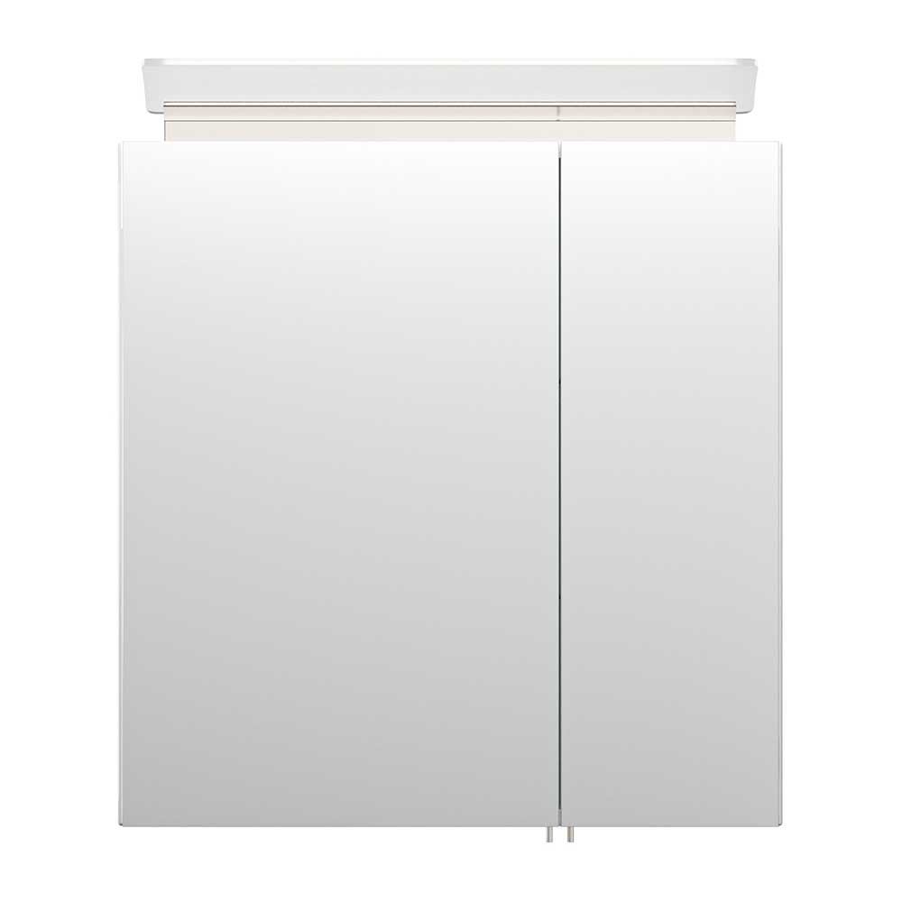 60cm breiter Bad Spiegelschrank in Weiß glänzend - Panago
