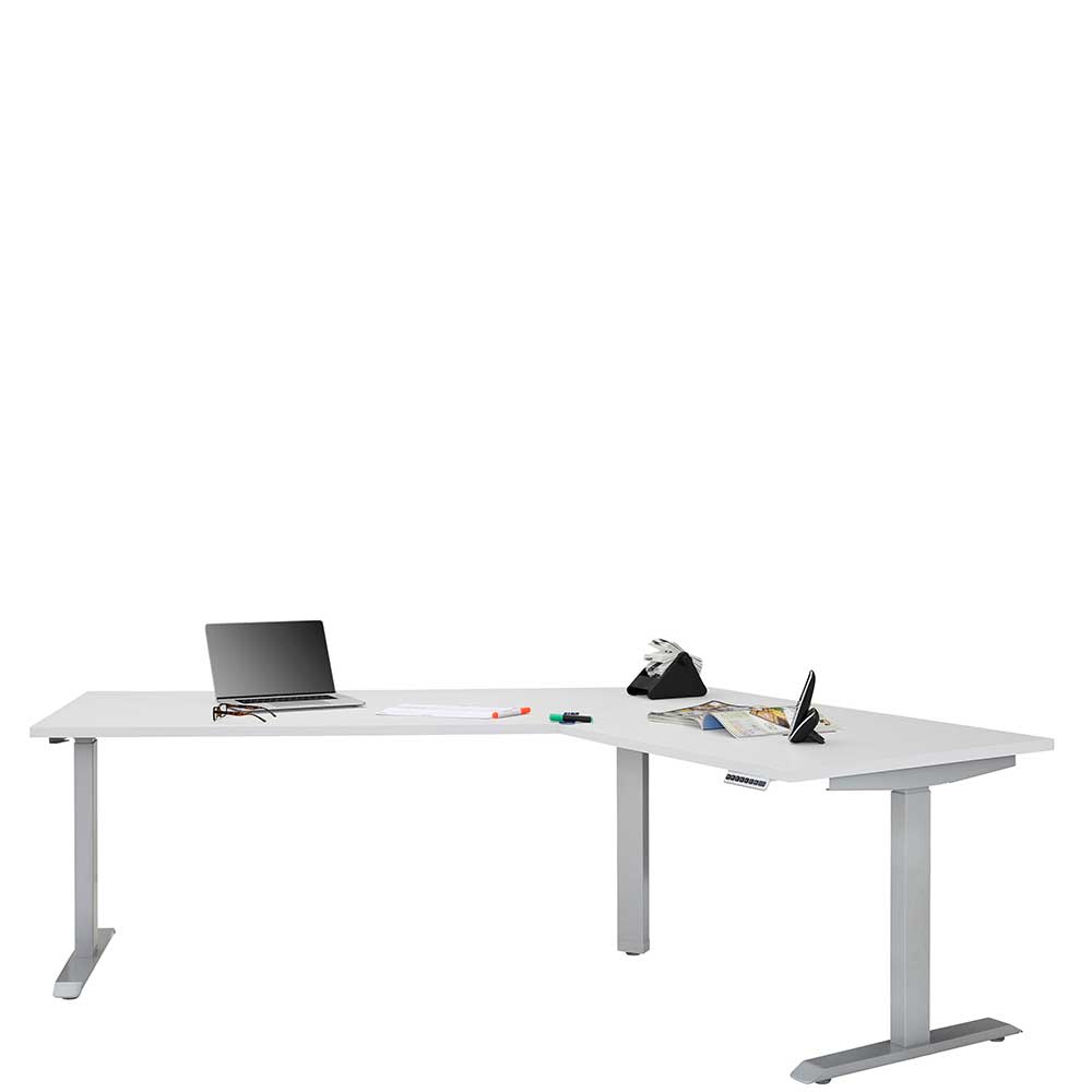 Schreibtisch Winkel rechts kurz in Weiß & Grau - Licomus