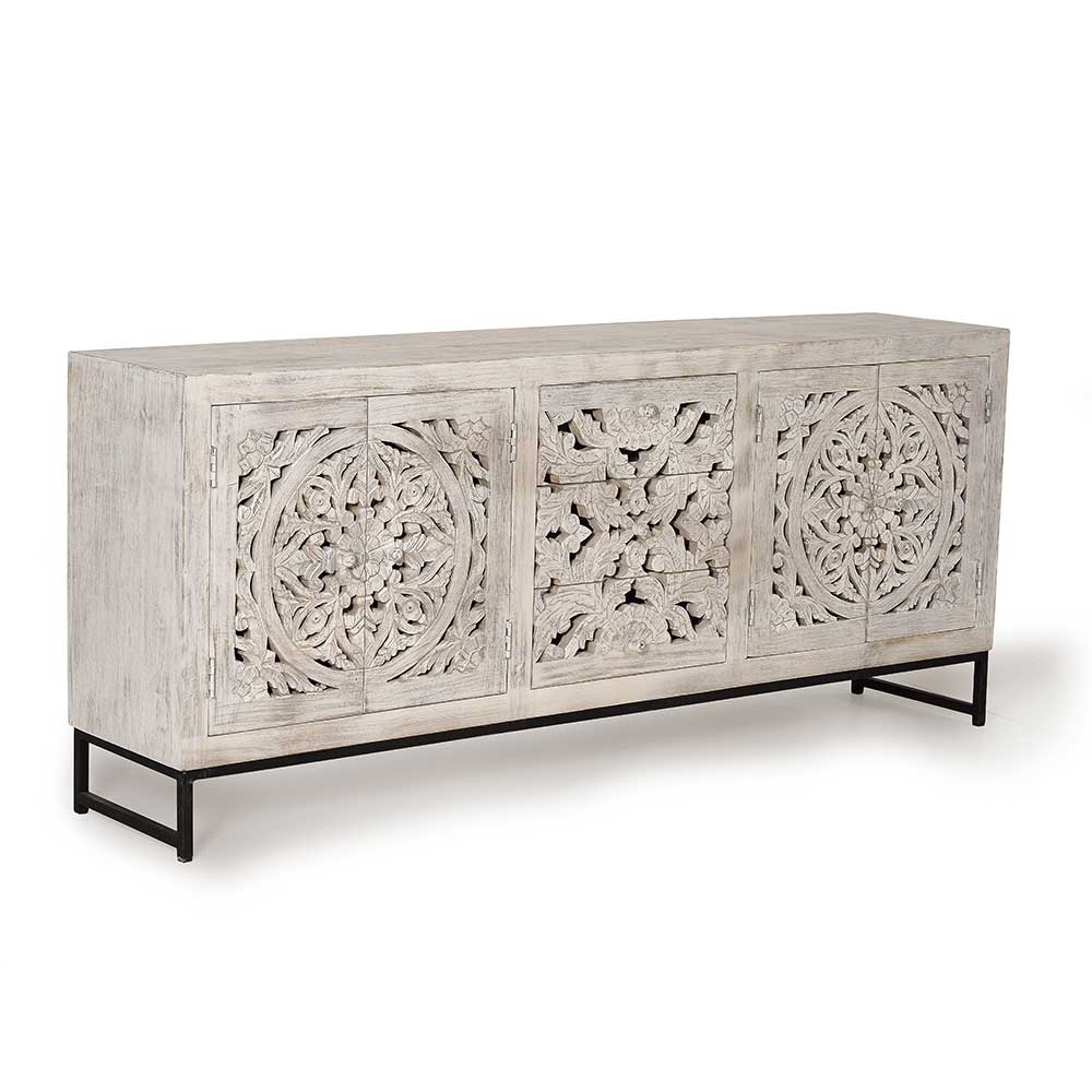 Vintage Design Sideboard in Holz White Wash - Fudorus