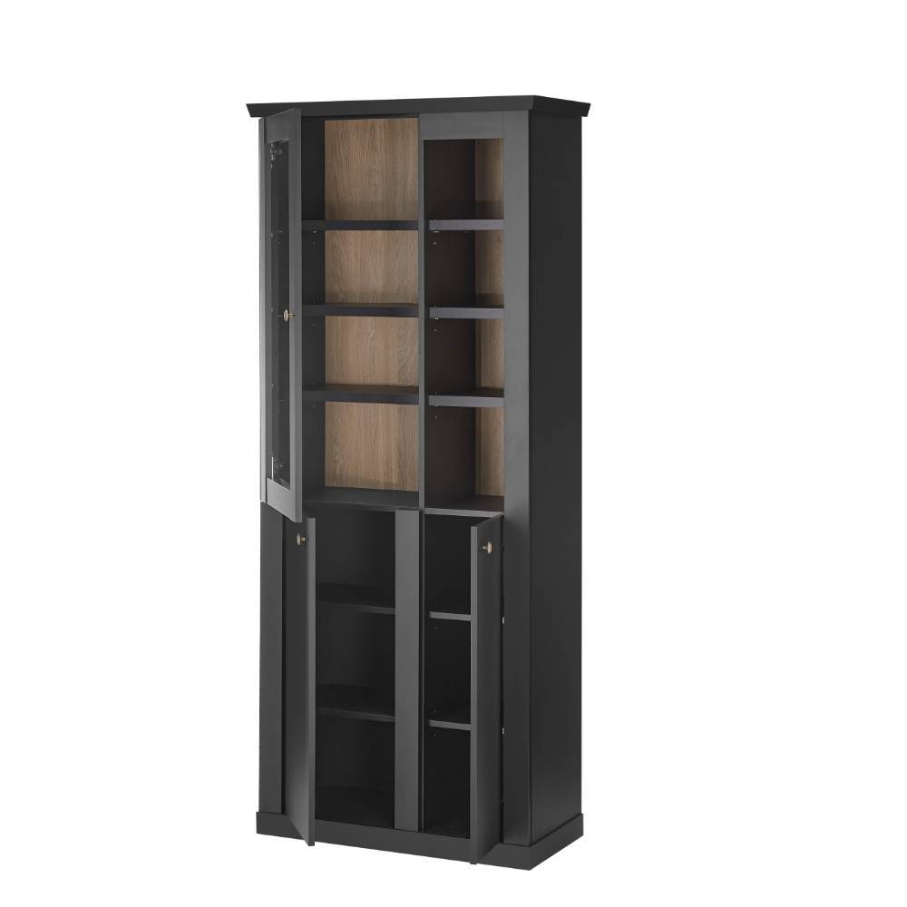 Modern Country Vitrine in Mattschwarz - Lulumo