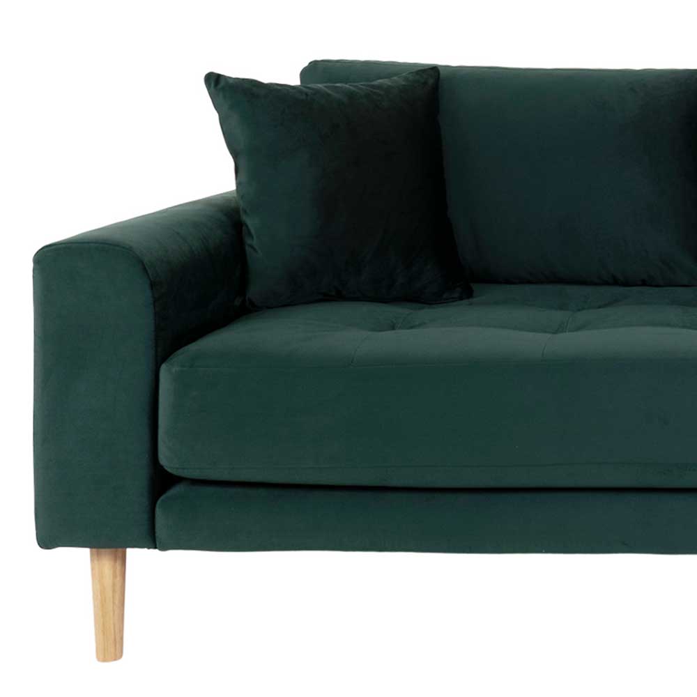 180x76x93 Samt Wohnzimmercouch in Dunkelgrün - Secilia