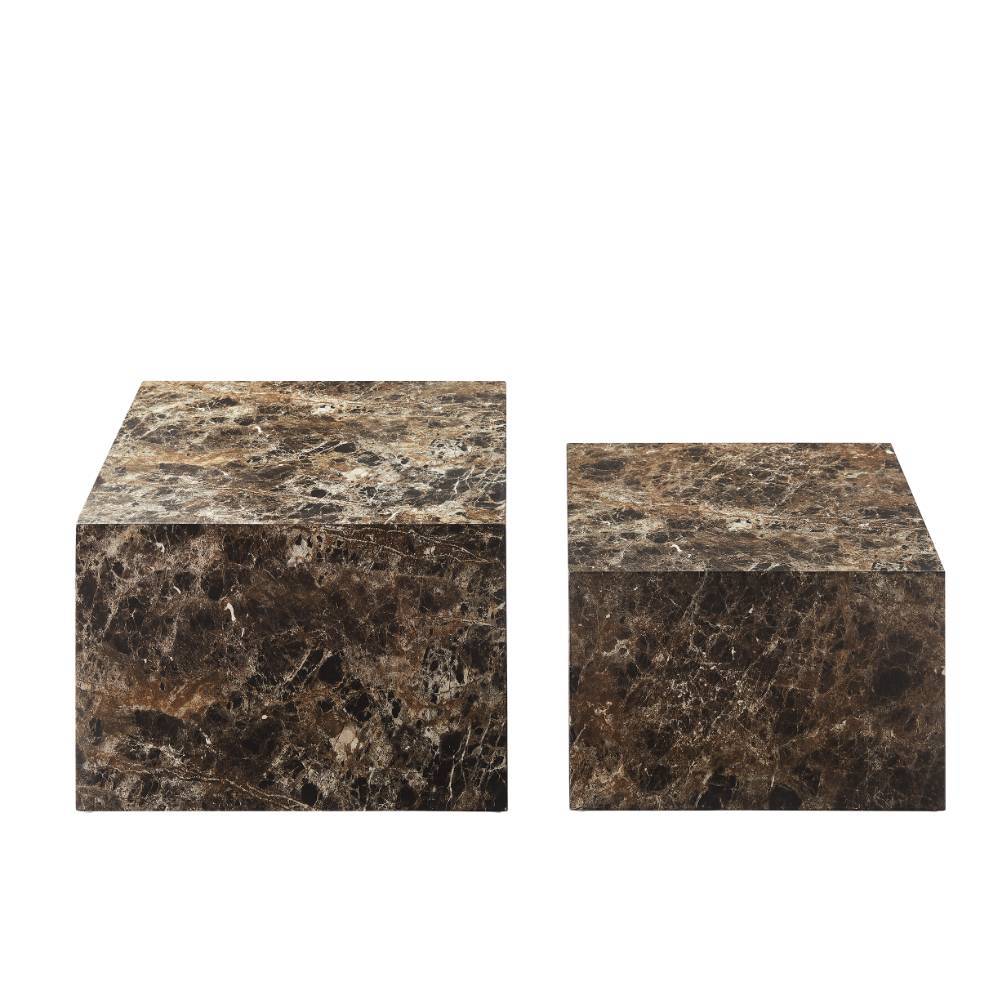 Duo Wohnzimmertisch - Marmoroptik Braun - Merandes (zweiteilig)