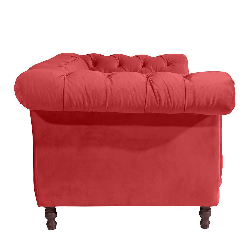 Zweisitzer Couch aus Samtvelours in Rot - Rosanna