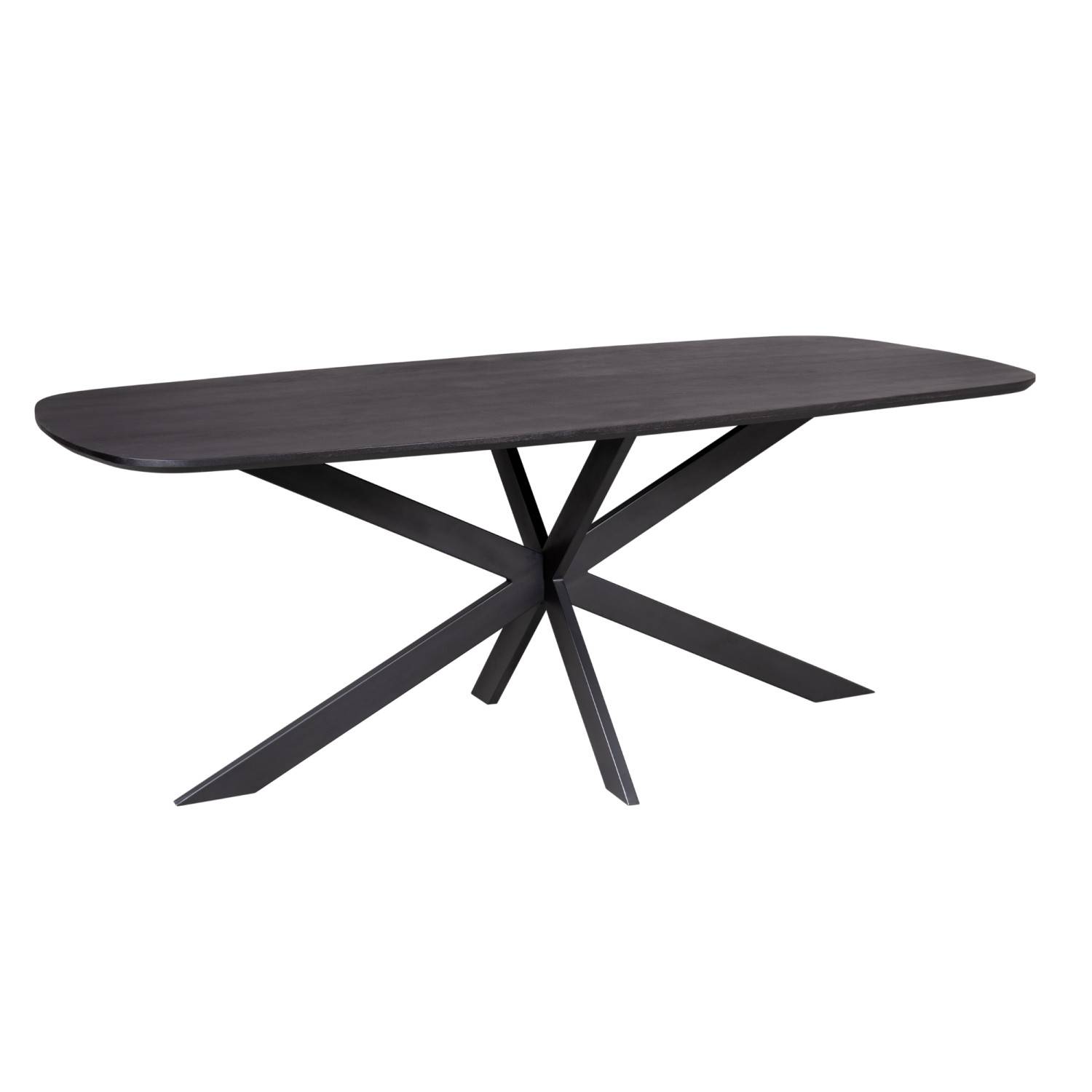 Eleganter schwarzer Designertisch mit ovaler Tischplatte und markantem Sternfuß – Liverpool