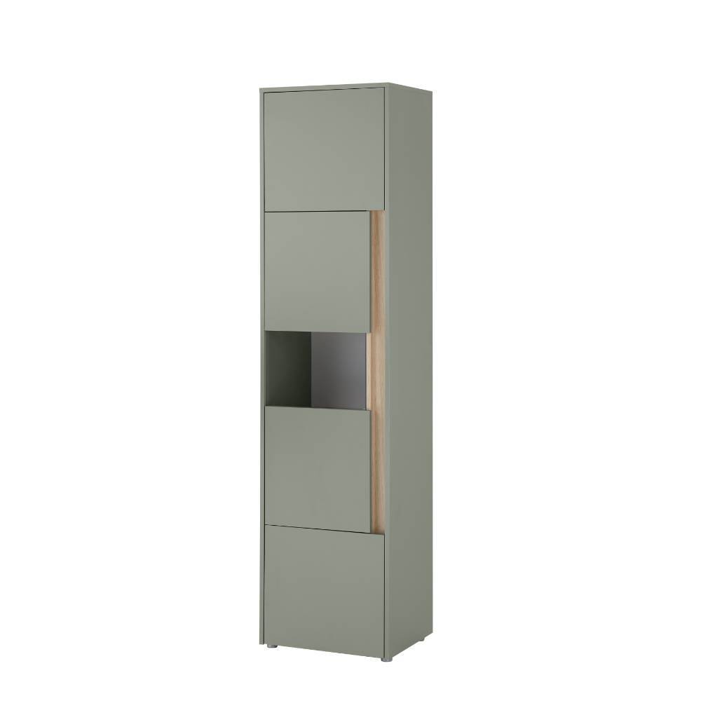 Schlanker Vitrinenschrank in Graugrün - Socotta