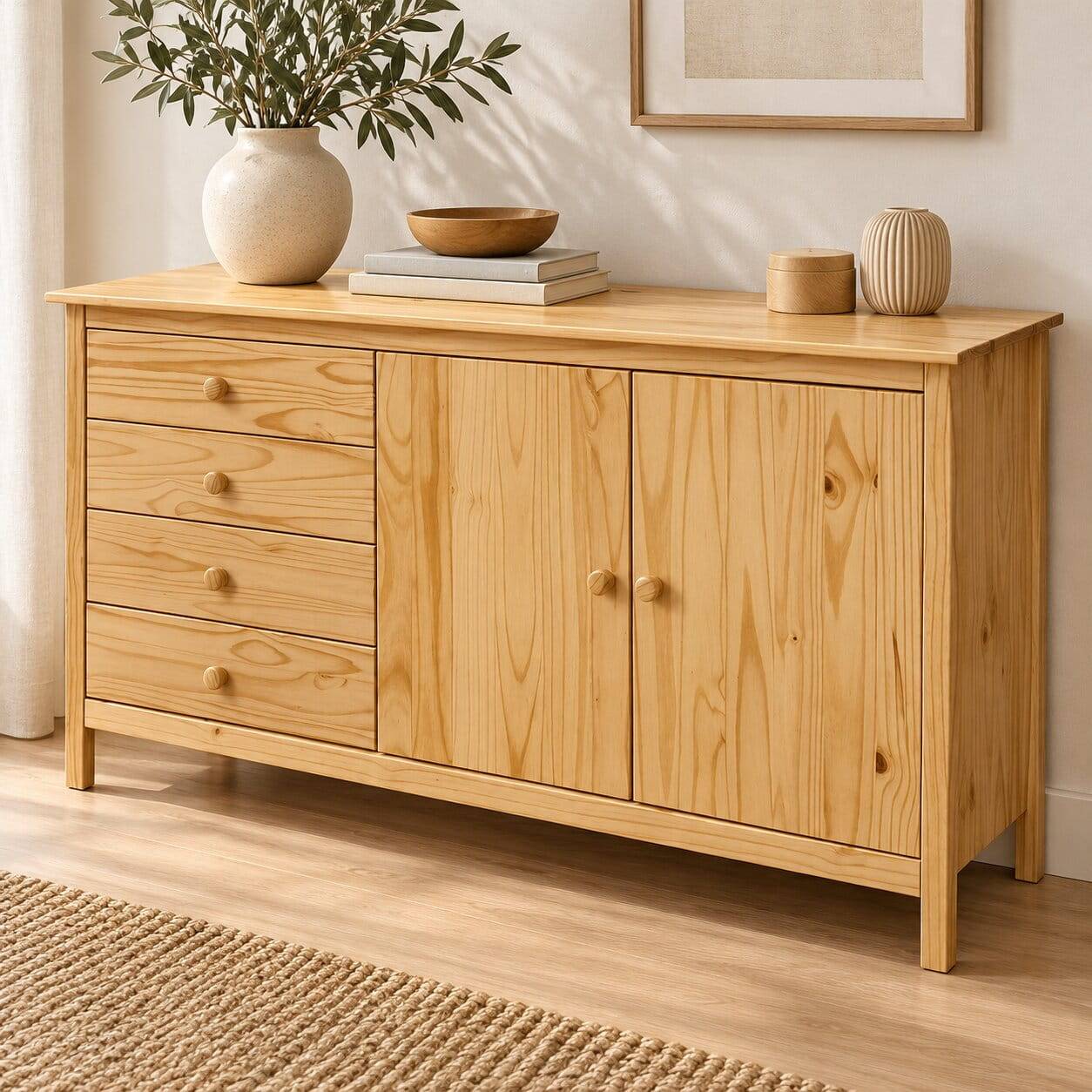 150x80x40 Holz Kombikommode aus Kiefer - Kascanu