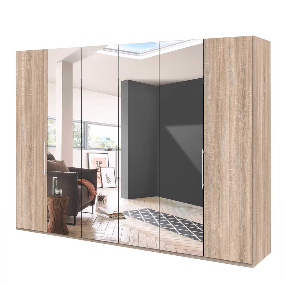 Holzoptik Schlafzimmer Schrank mit Spiegel - Zayun I