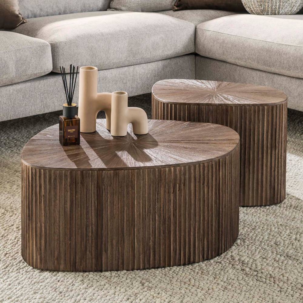 Wohnzimmertisch-Duo aus dunkelbraunem Teak - Acacios (zweiteilig)