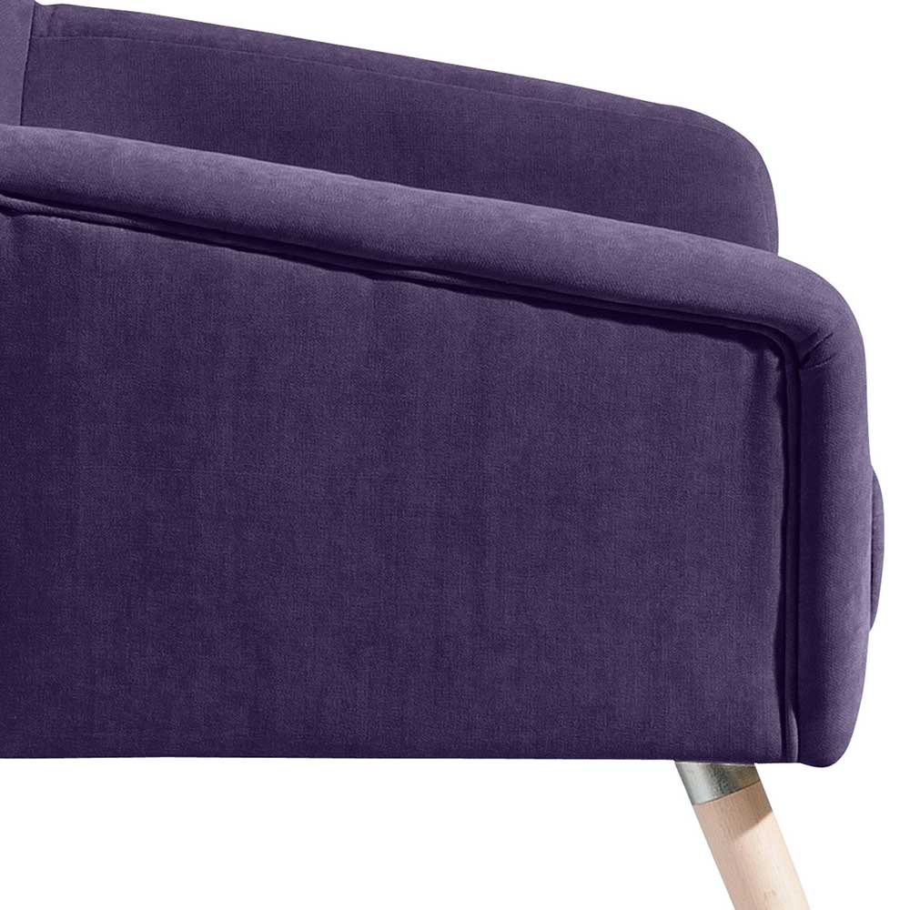 Velours Sessel in Violett und Buche Natur - Cunnar