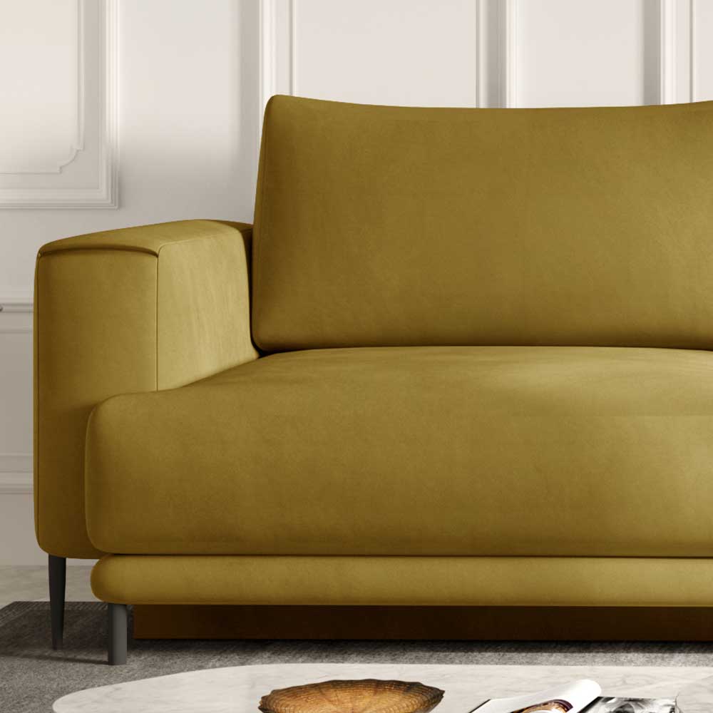 Schlafcouch aus Velours in Senfgelb - Lurymav