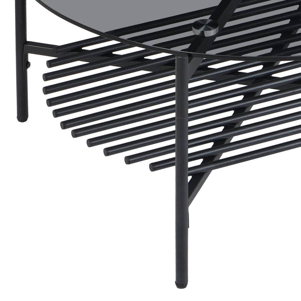 Runder Designer-Couchtisch mit Rauchglasplatte - Rivers