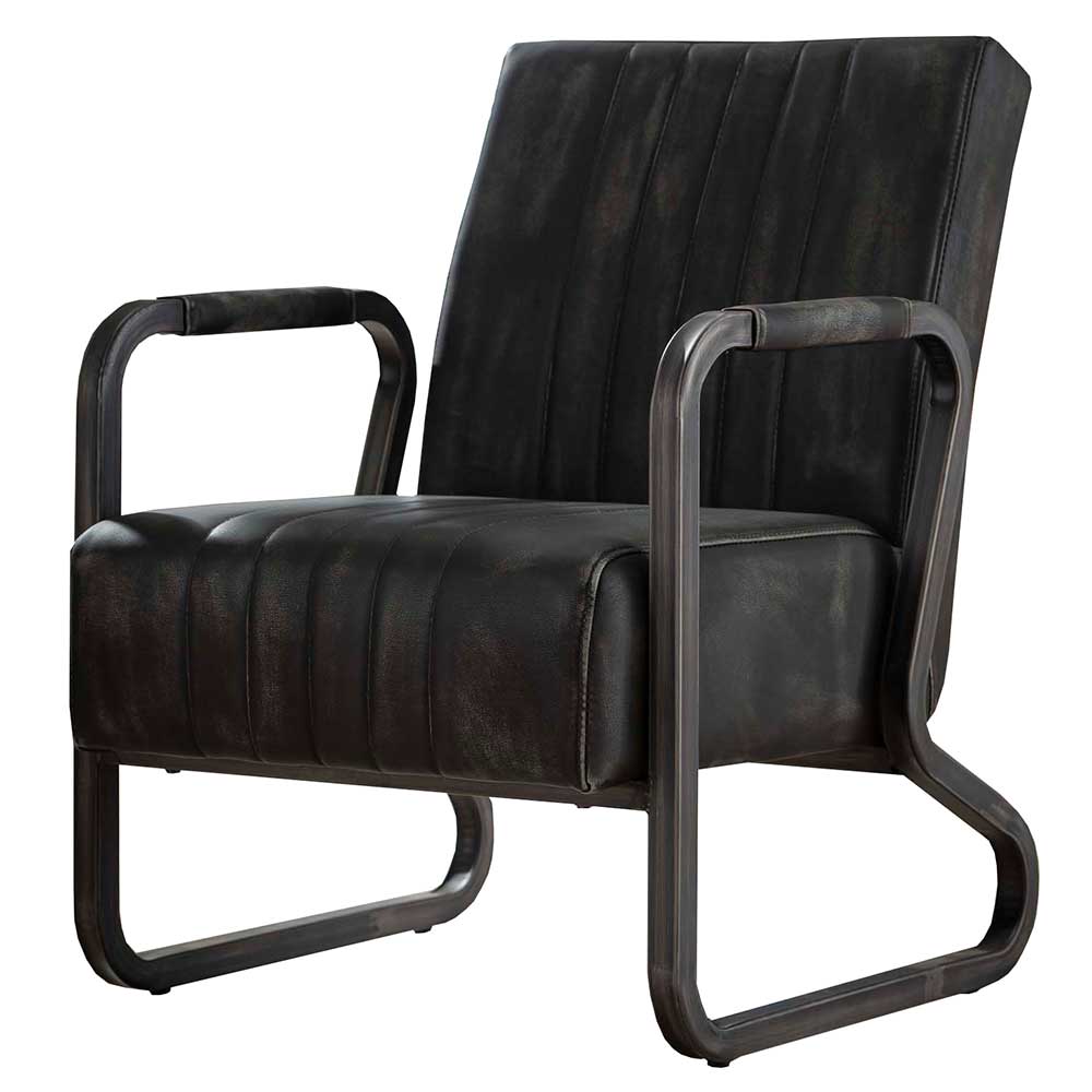 Kunstleder Sessel mit Metall Bügelgestell - Maleska