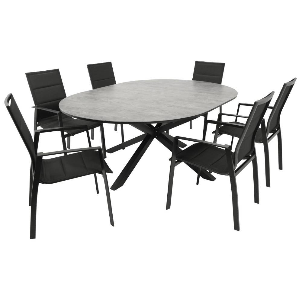 Outdoor-Esstischgruppe modern - Emzyan (siebenteilig)