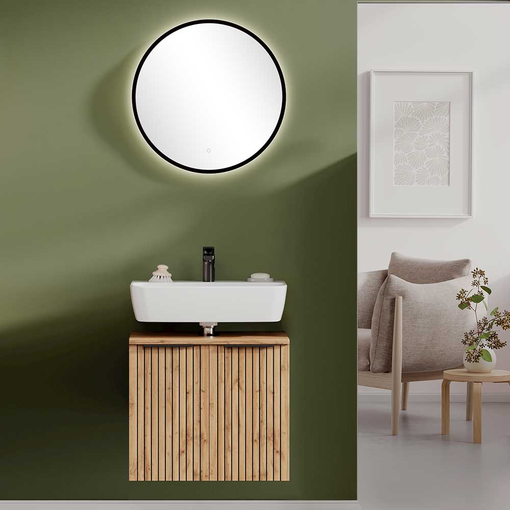 Badezimmermöbel Waschtisch & LED Spiegel - Crystoga (zweiteilig)
