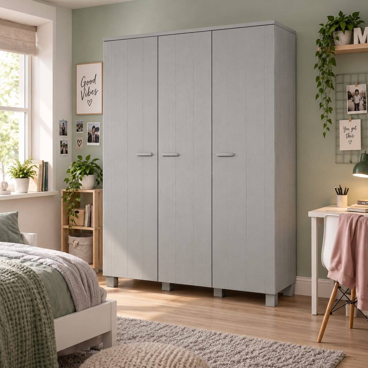 Massiver Kleiderschrank in Betongrau - Tastria