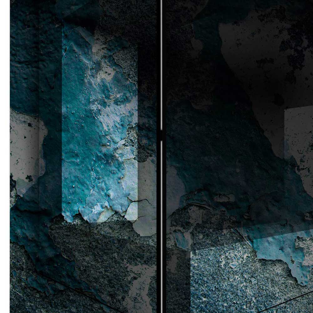 Leinwand Paravent in Blau & Grau bedruckt - Hincomi