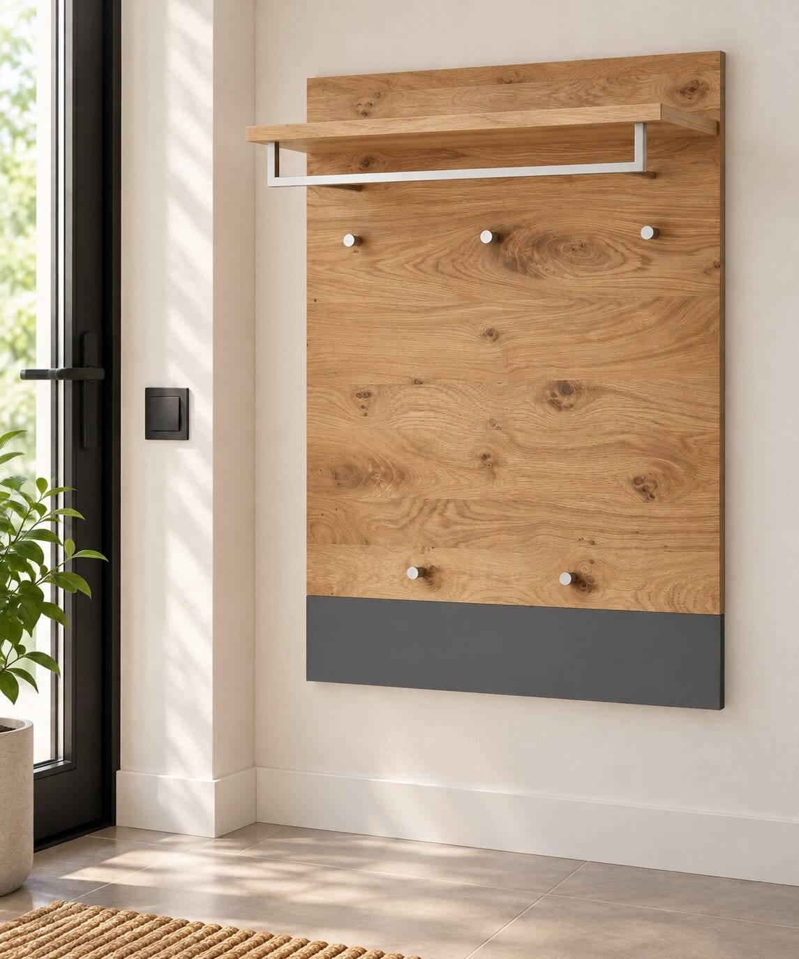 Wand-Garderobe mit 5 Kleiderhaken - Arturus