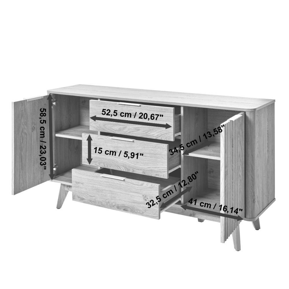 Kombi-Sideboard in Eiche Optik - Standing
