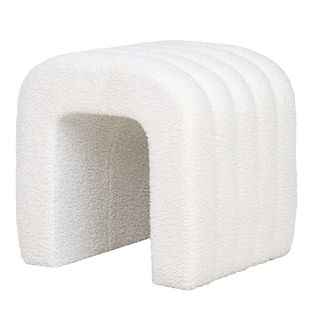 Design Hocker in Weiß Boucle - Slavian