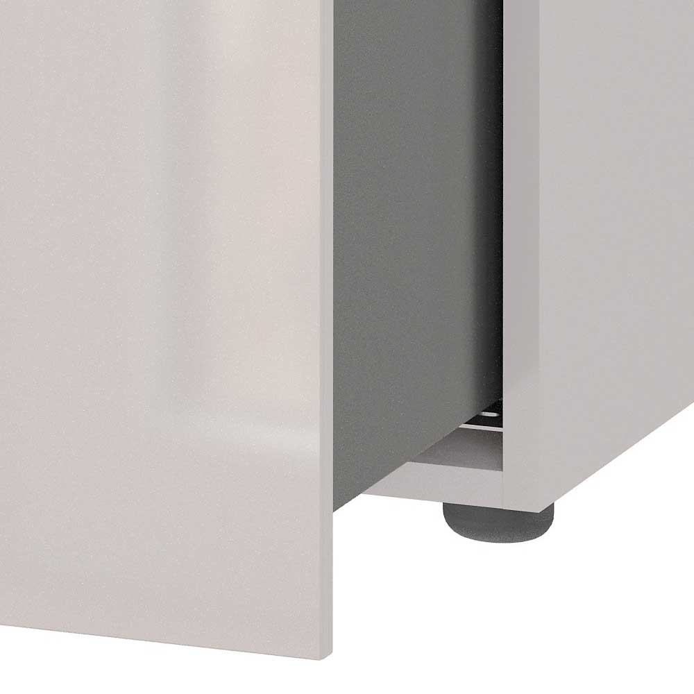 Offene Schublade des hellgrauen Sideboards mit sichtbarem Innenbereich und stabilen Möbelfüßen – Aquara