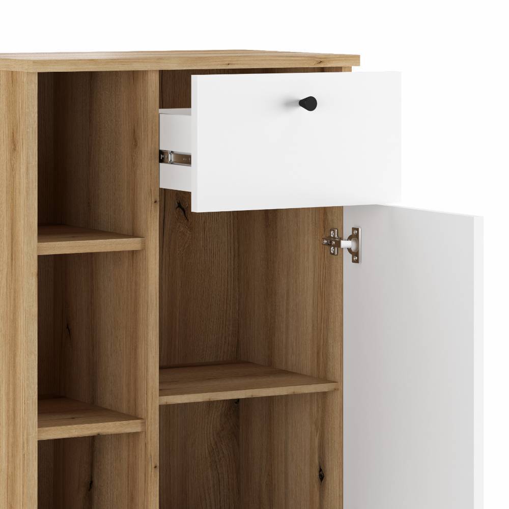 Badezimmer Kommode in Weiß und Wildeiche Optik - Naviron