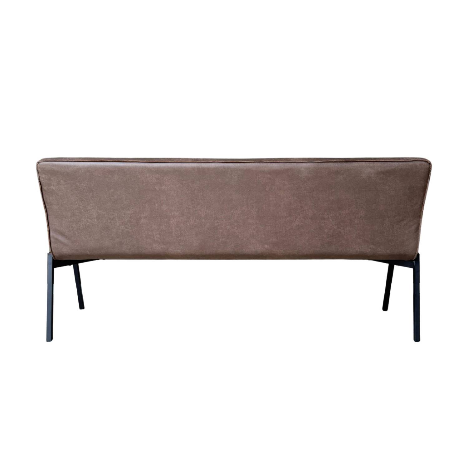 Elegante braune Bank für das Esszimmer, glatte Rückenlehne, Ansicht von hinten – Thoros