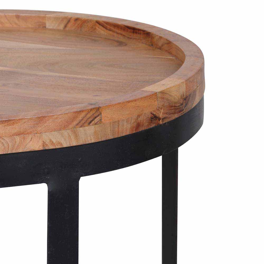 Runder Tablett-Tisch Set Buniato im Loft Design (zweiteilig)