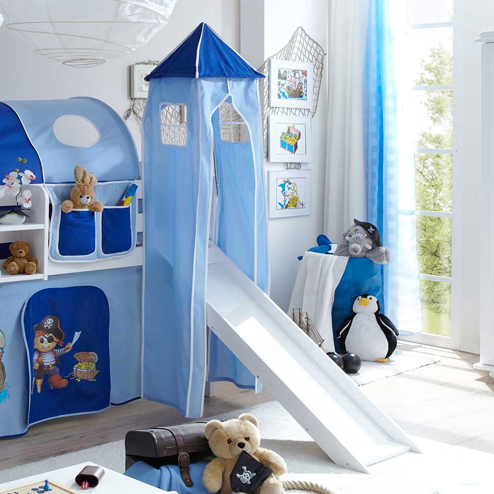 Piraten Spielbett Hoido in Blau-Weiß