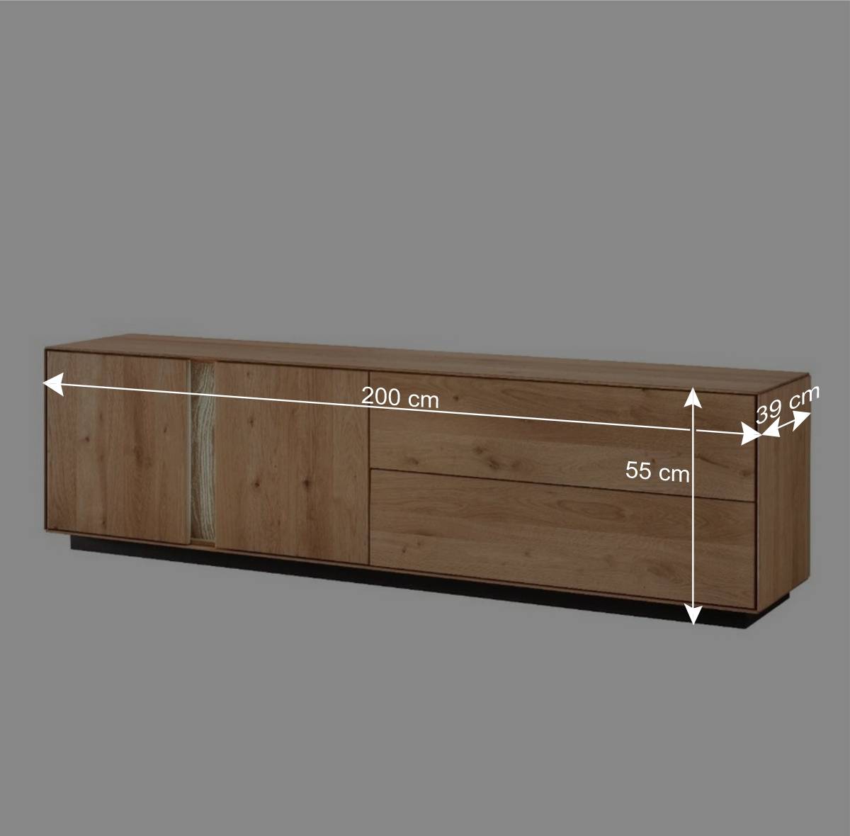 Wildeiche-TV-Lowboard mit LED Beleuchtung - Sinai