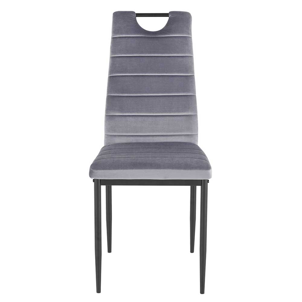 Samt Stühle mit Quersteppung in Grau - Pysio (Set)