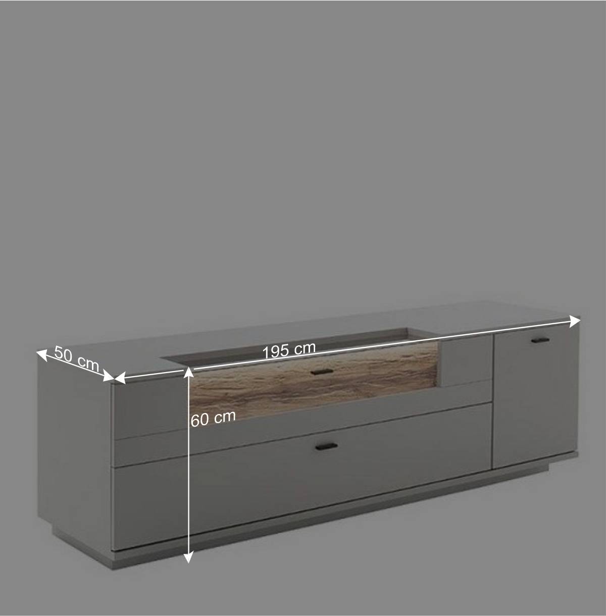 TV Lowboard & Vitrine & Wandboard Set - Apulco (dreiteilig)