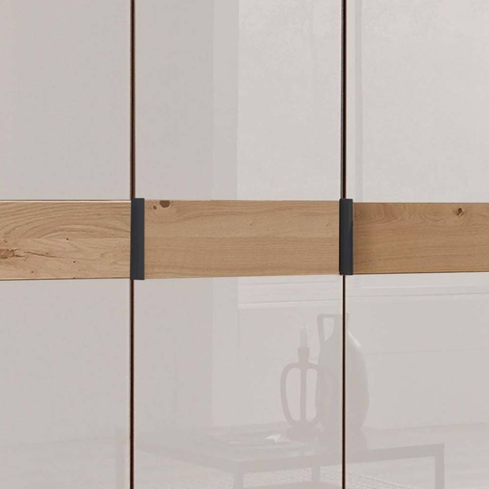 3-türiger Kleiderschrank mit weißer Glasfront - Crucav