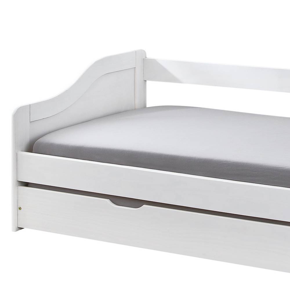 Ausziehbett aus Kiefer Massivholz in Weiß - Loriot