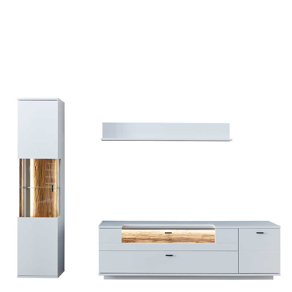 TV Lowboard & Vitrine & Wandboard Set - Apulco (dreiteilig)