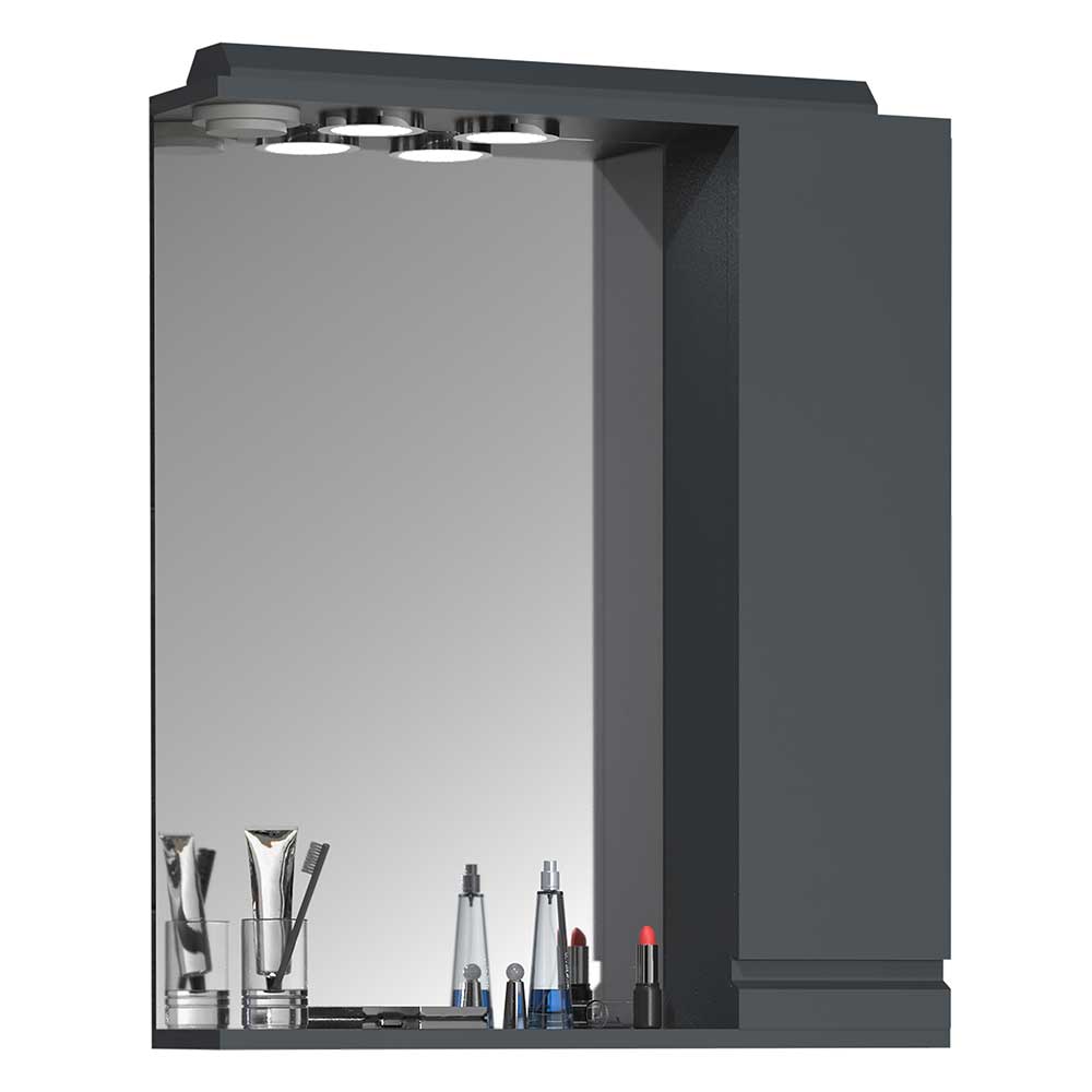 Badspiegel mit Seitenschrank & Ablage & LED Licht - Idamoro