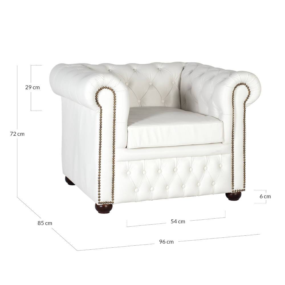 Chesterfield Ledersessel in Weiß - Pavias