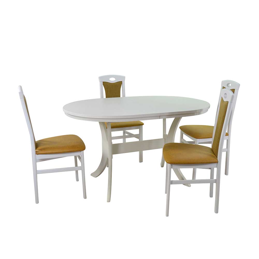 Weiße Tischgruppe in Oval - Larry (fünfteilig)
