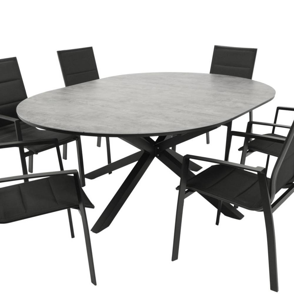 Outdoor-Esstischgruppe modern - Emzyan (siebenteilig)