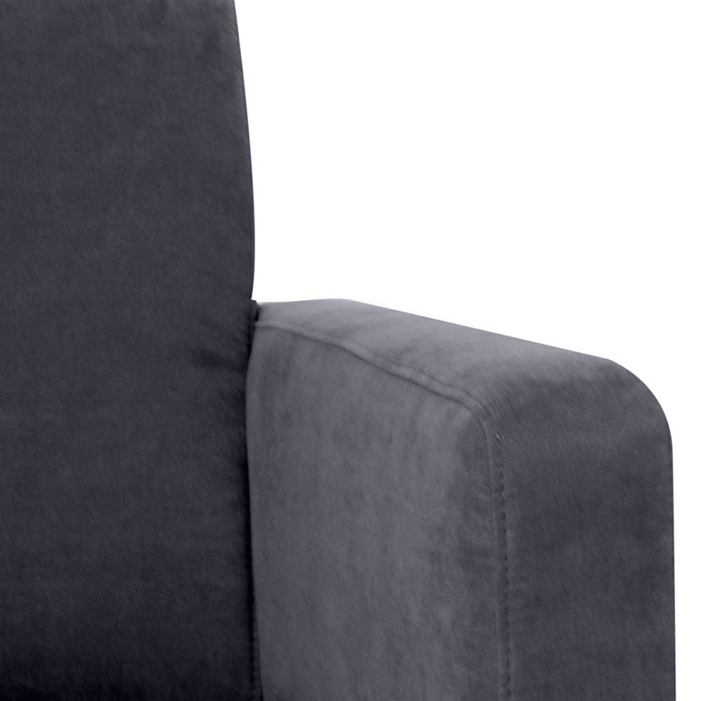 Markant-kantiger Sessel aus Velours Anthrazit - Amlina