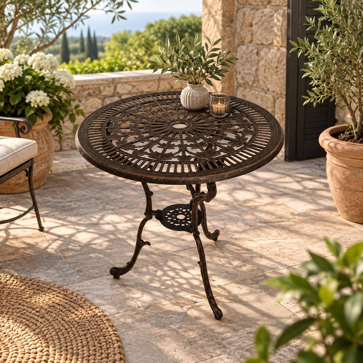 Aluguss Gartentisch in Bronze - Scotia