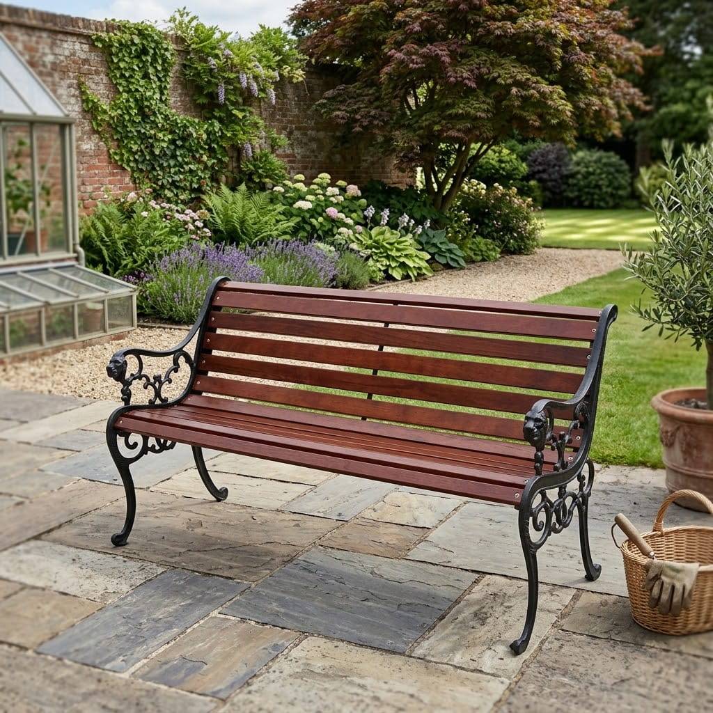 Garten Sitzbank Espresso aus Gusseisen