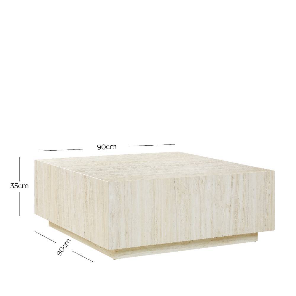 Block Couchtisch in Beige Travertin Optik - Arathan