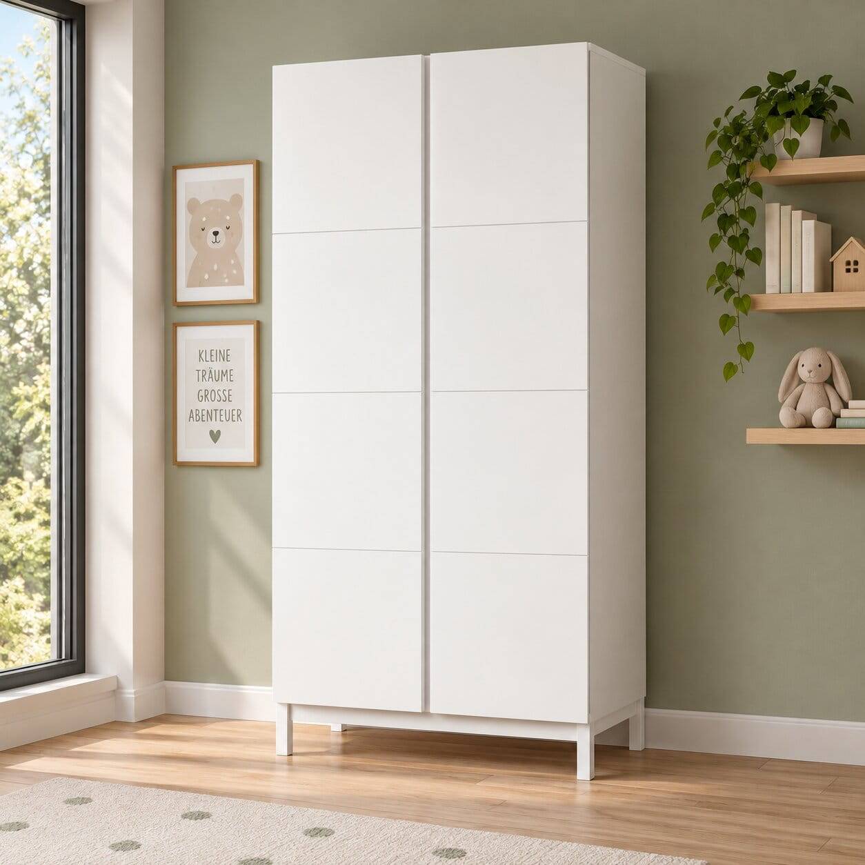 2-türiger Kleiderschrank in Weiß - Crocinol