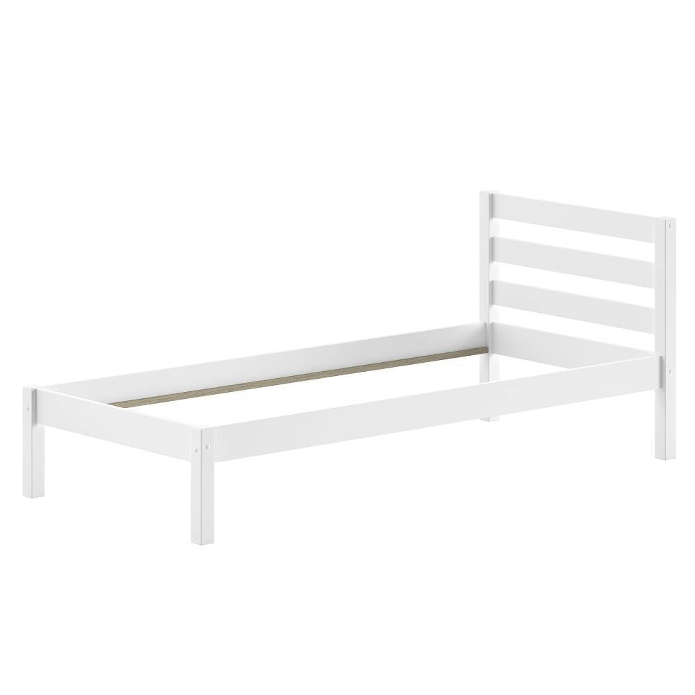 Weißer Einzelbettrahmen 90x200cm aus Massivholz ohne Matratze – Napcolia